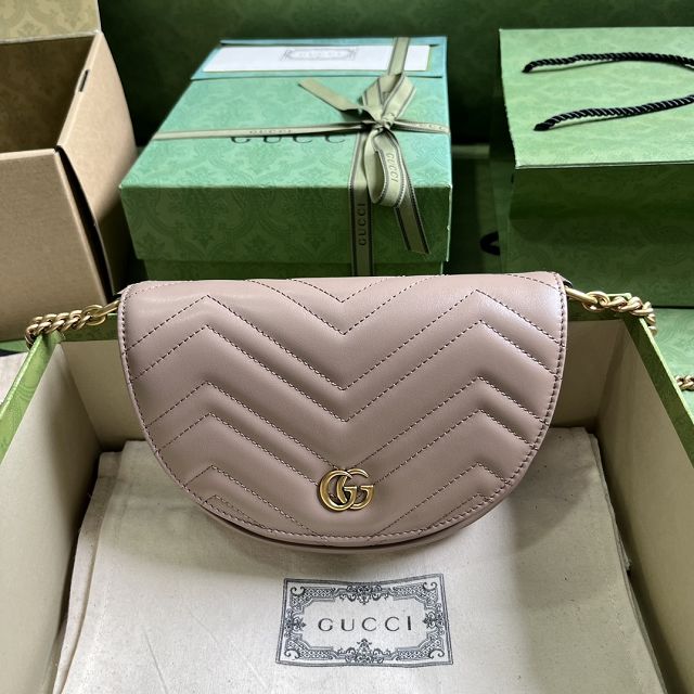 GG original calfskin marmont mini chain bag 746431 dusty pink