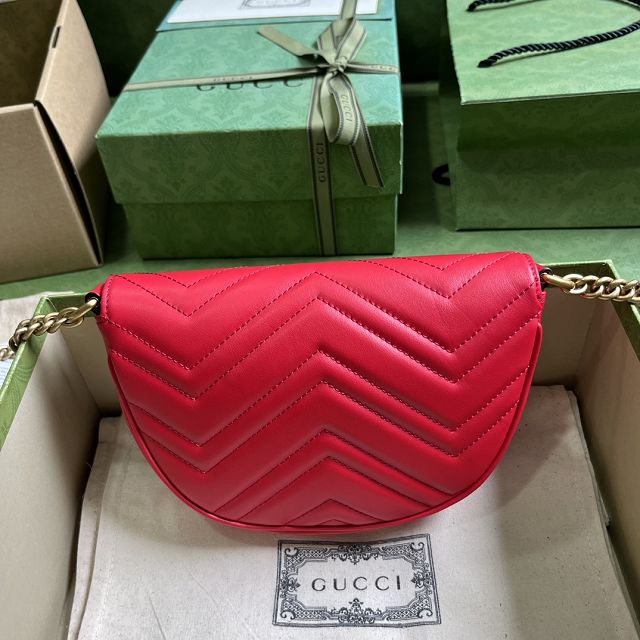 GG original calfskin marmont mini chain bag 746431 red