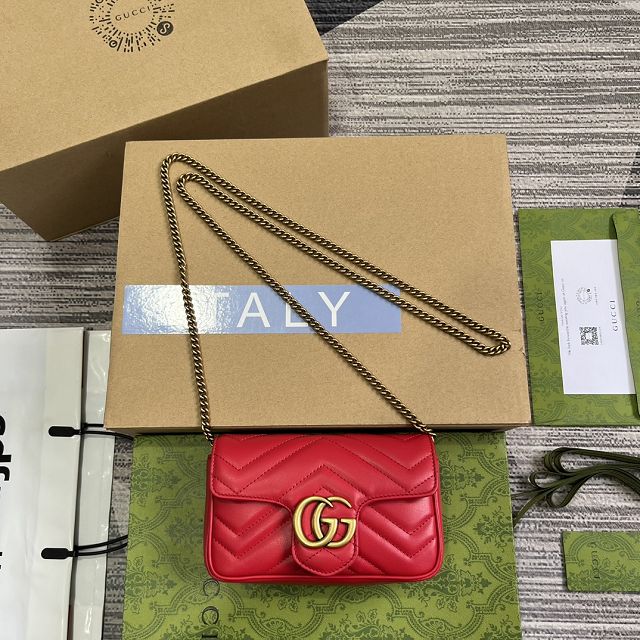 GG original calfskin marmont super mini bag 476433 red