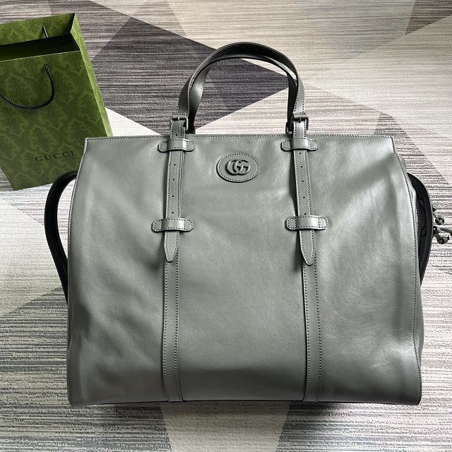 GG original calfskin large tote bag 725683 grey