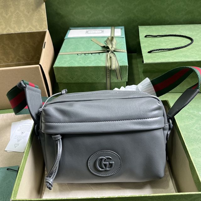 GG original calfskin shoulder bag 725696 grey