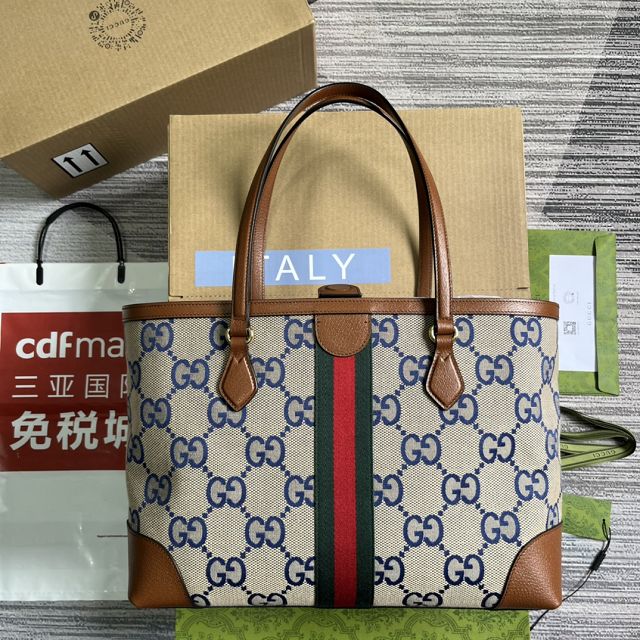 GG original giant canvas ophidia medium tote bag 631685 blue