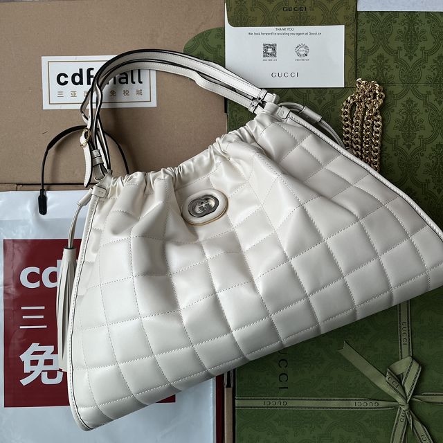 2023 GG original calfskin deco medium tote bag 746210 white