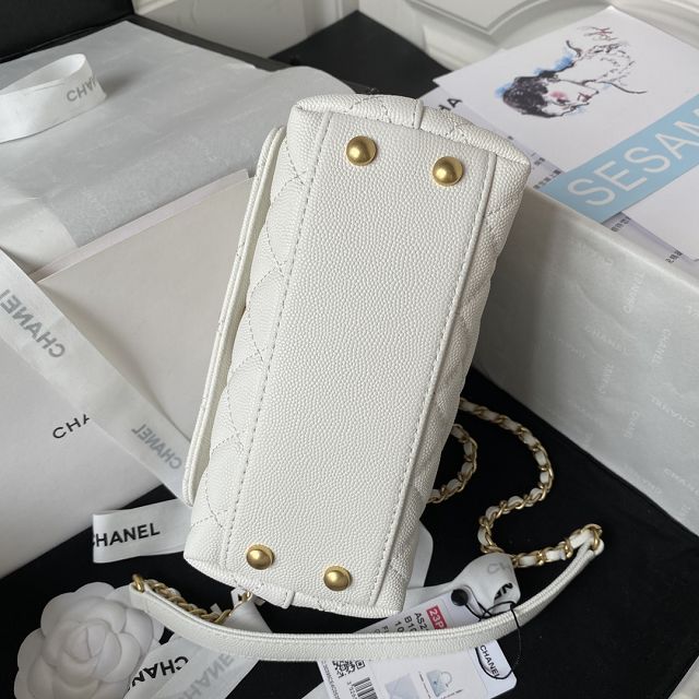 CC original grained calfskin mini coco handle bag AS2215-2 white