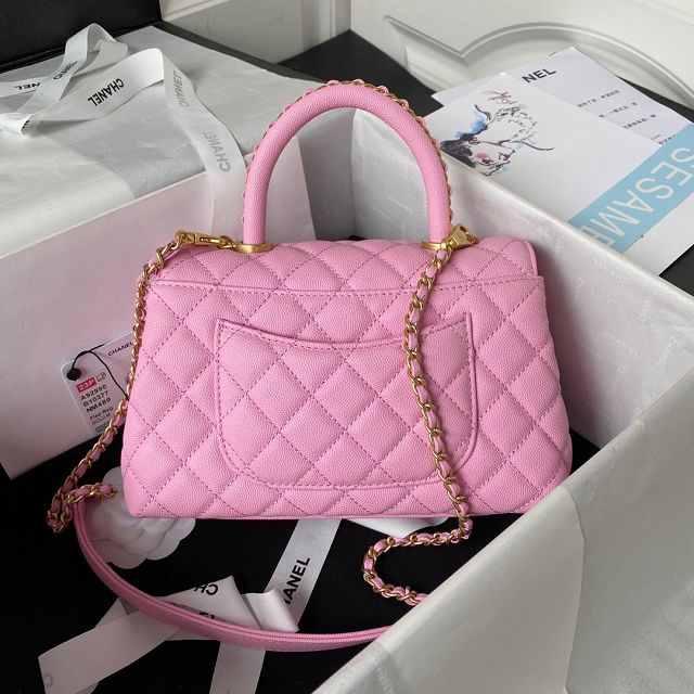 CC original grained calfskin small coco handle bag A92990-2 pink