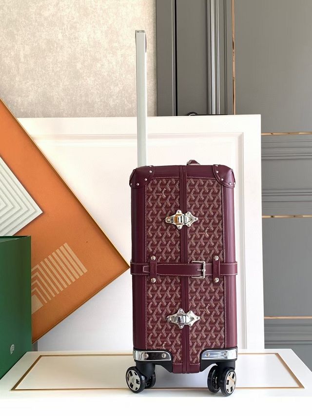 Goyard handmade original canvas&calfskin bourget trolley case GY0033 bordeaux