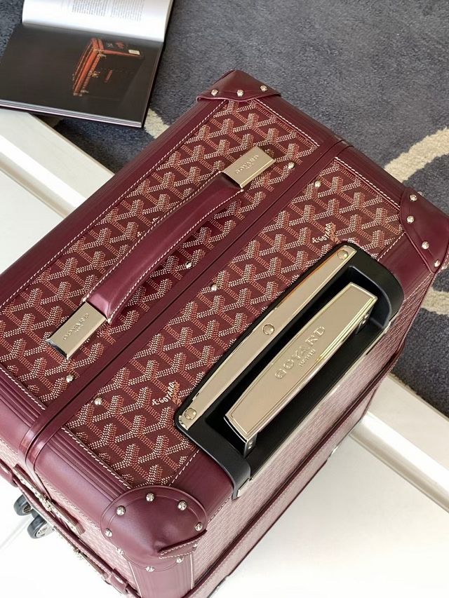 Goyard handmade original canvas&calfskin bourget trolley case GY0033 bordeaux