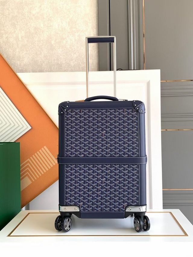 Goyard handmade original canvas&calfskin bourget trolley case GY0033 dark blue