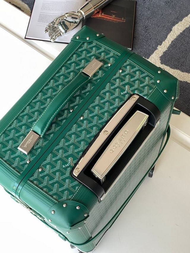 Goyard handmade original canvas&calfskin bourget trolley case GY0033 green