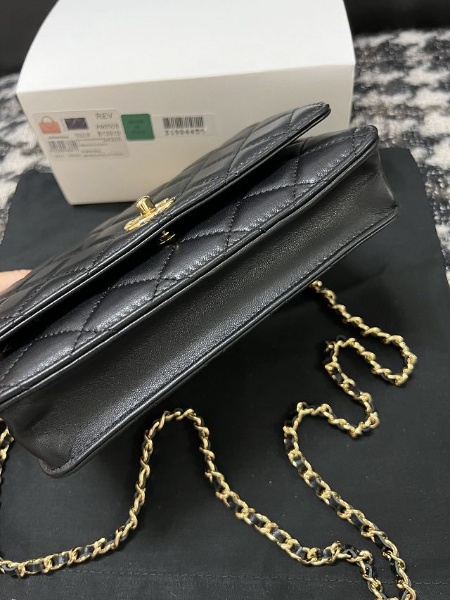 CC original lambskin wallet on chain AP3381 black