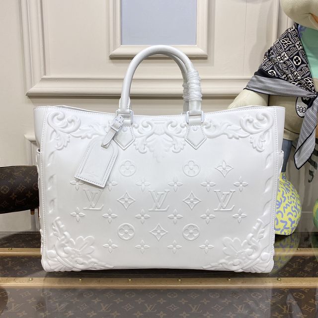 Louis vuitton original calfskin sac plat tote bag M21841 white