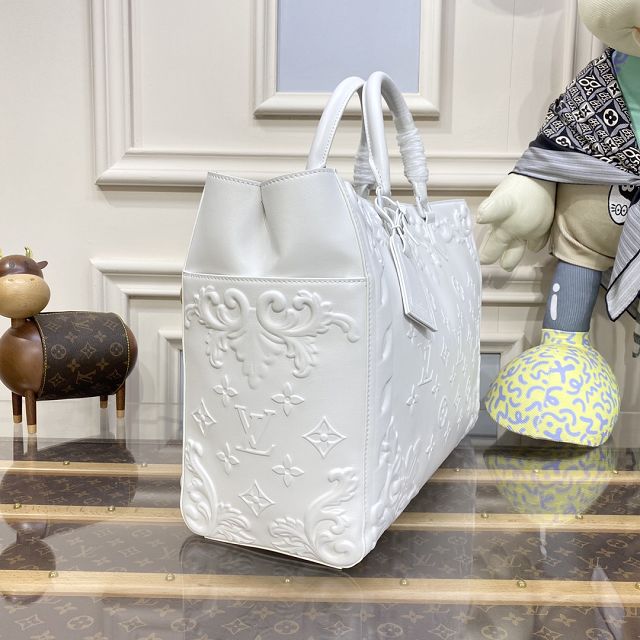 Louis vuitton original calfskin sac plat tote bag M21841 white