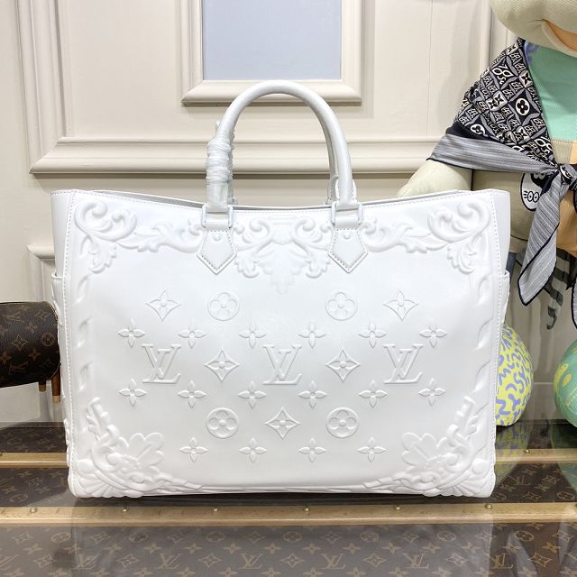 Louis vuitton original calfskin sac plat tote bag M21841 white