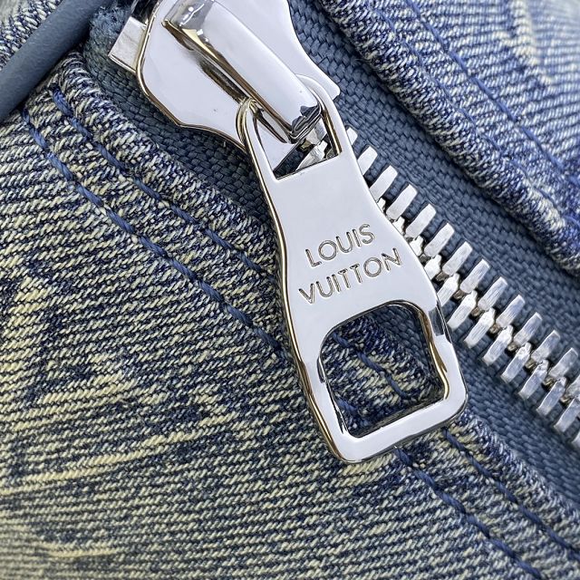 Louis vuitton original denim keepall 25 bag M22762 blue