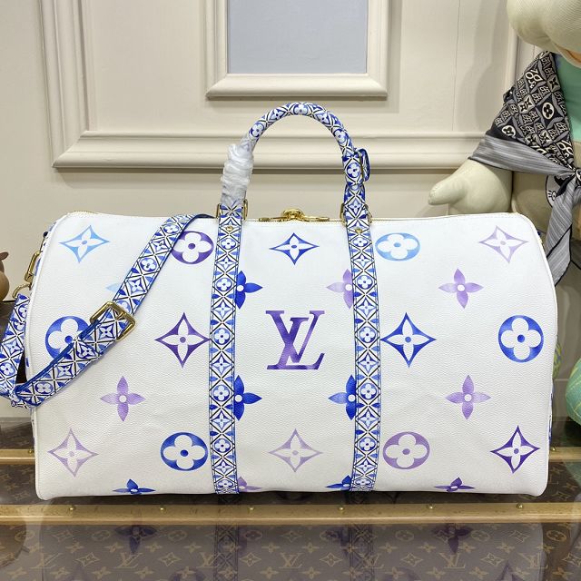 Louis vuitton original monogram canvas keepall 50 M10254 blue