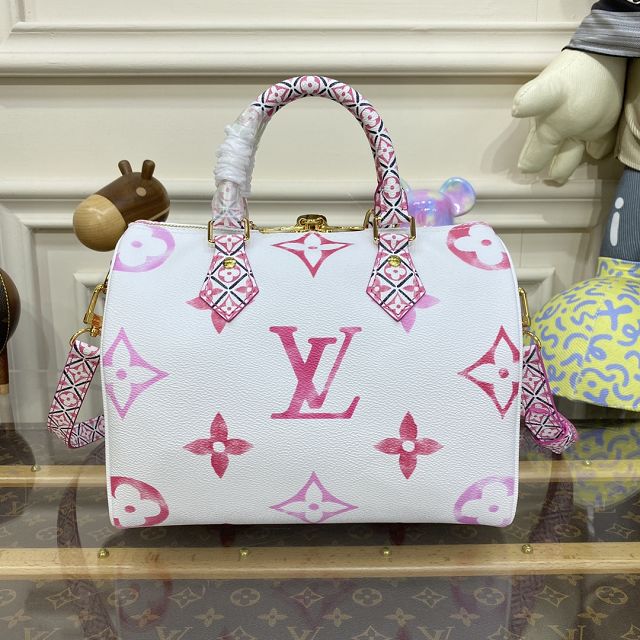 Louis vuitton original monogram canvas speedy 25 M23073 pink