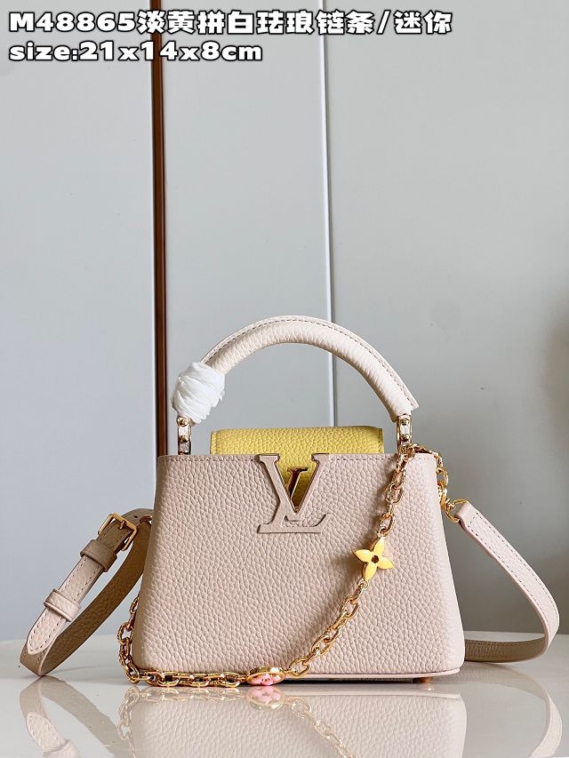 Louis vuitton original calfskin capucines mini handbag M22375 beige