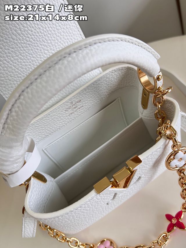 Louis vuitton original calfskin capucines mini handbag M22375 white