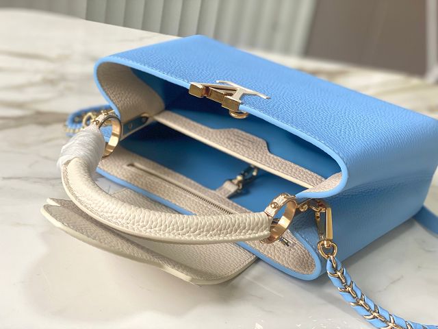 Louis vuitton original calfskin capucines BB handbag M20815 sky blue