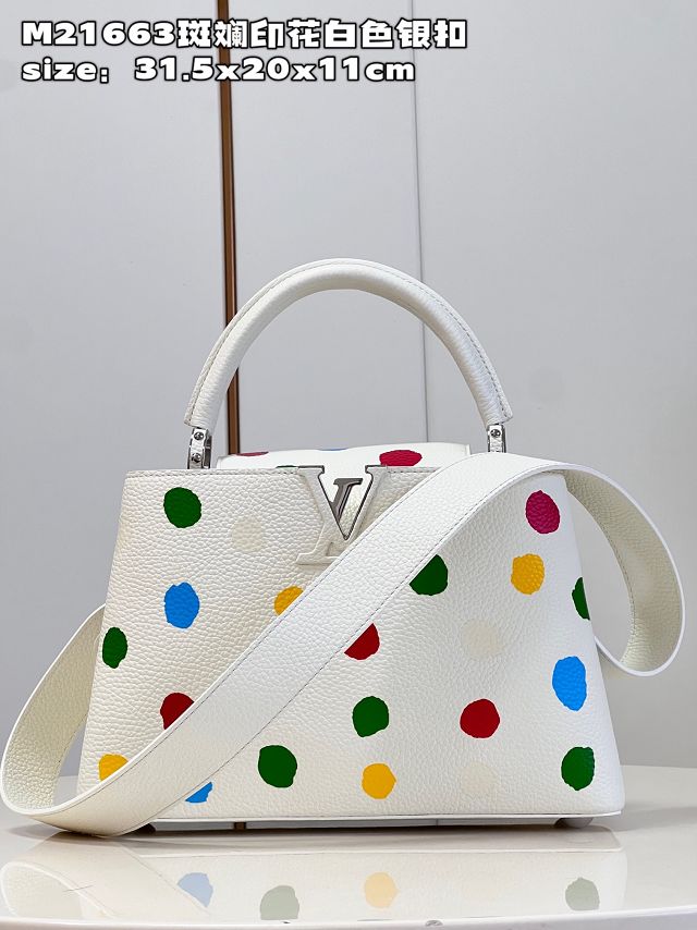 Louis vuitton original calfskin capucines MM handbag M20704 white