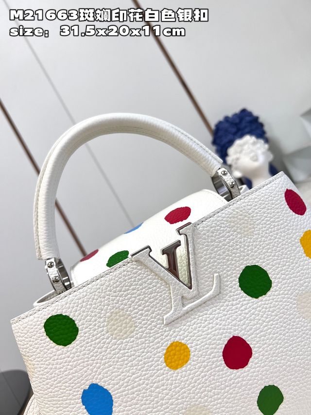 Louis vuitton original calfskin capucines MM handbag M20704 white