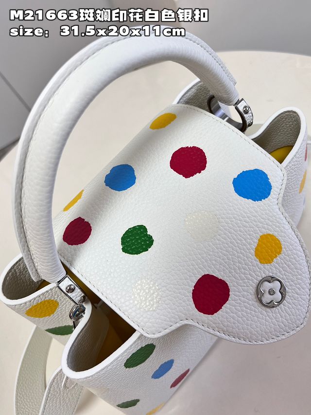 Louis vuitton original calfskin capucines MM handbag M20704 white