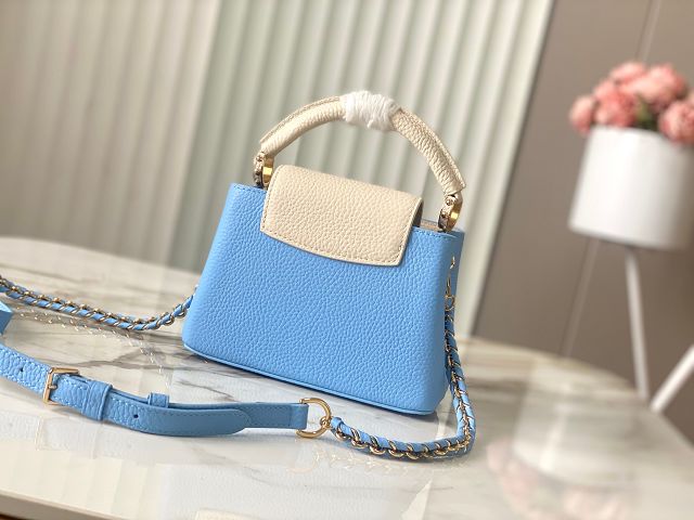 Louis vuitton original calfskin capucines mini handbag M22606 sky blue