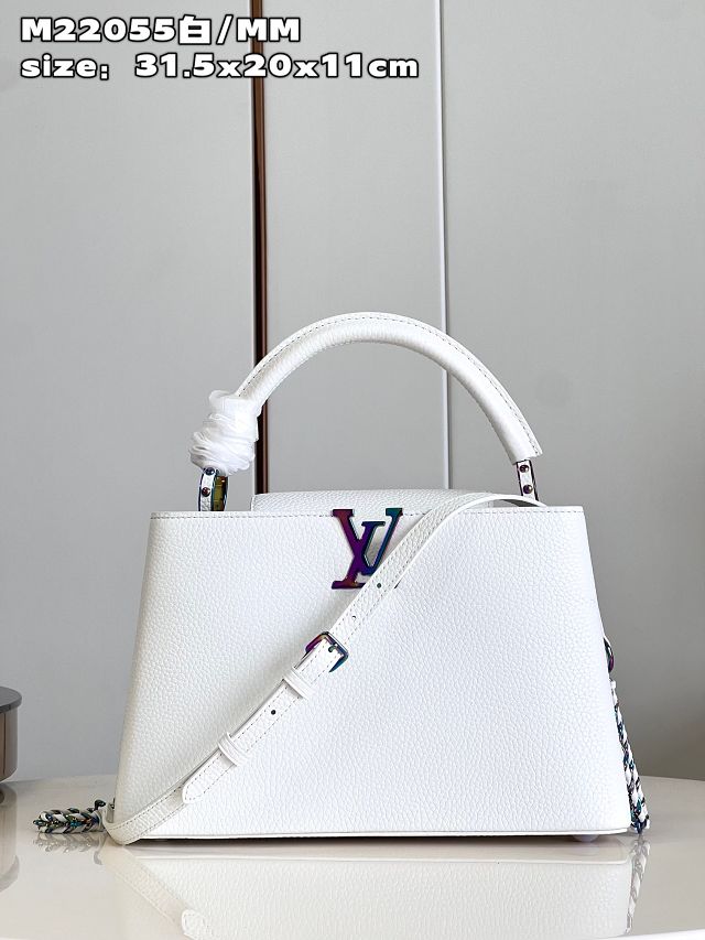 Louis vuitton original calfskin capucines mm handbag M59516 white