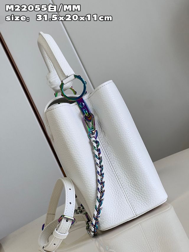 Louis vuitton original calfskin capucines mm handbag M59516 white