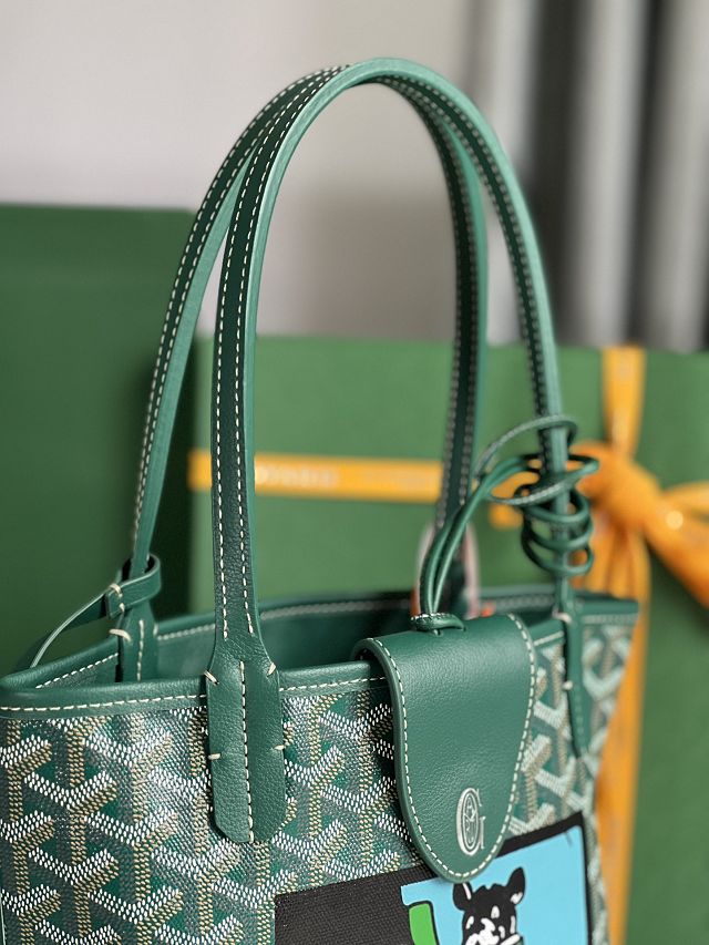 Goyard original calfskin&canvas reversible anjou mini bag GY0084 green