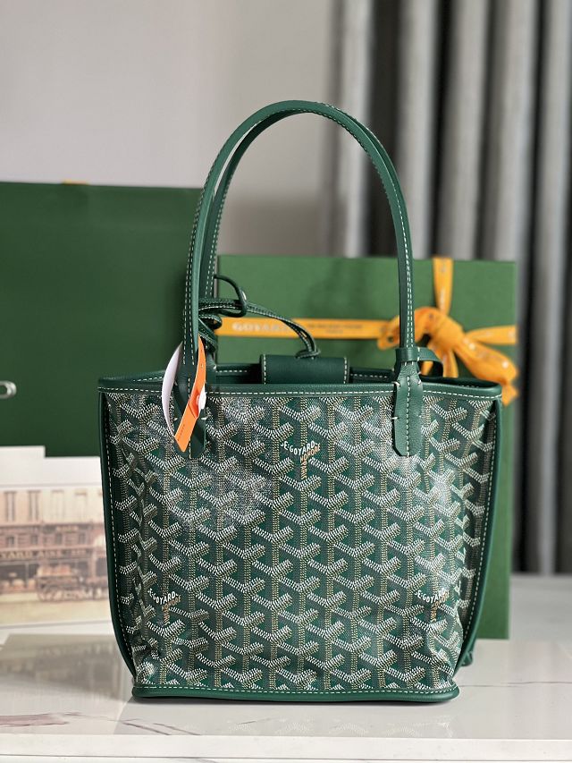 Goyard original calfskin&canvas reversible anjou mini bag GY0084 green