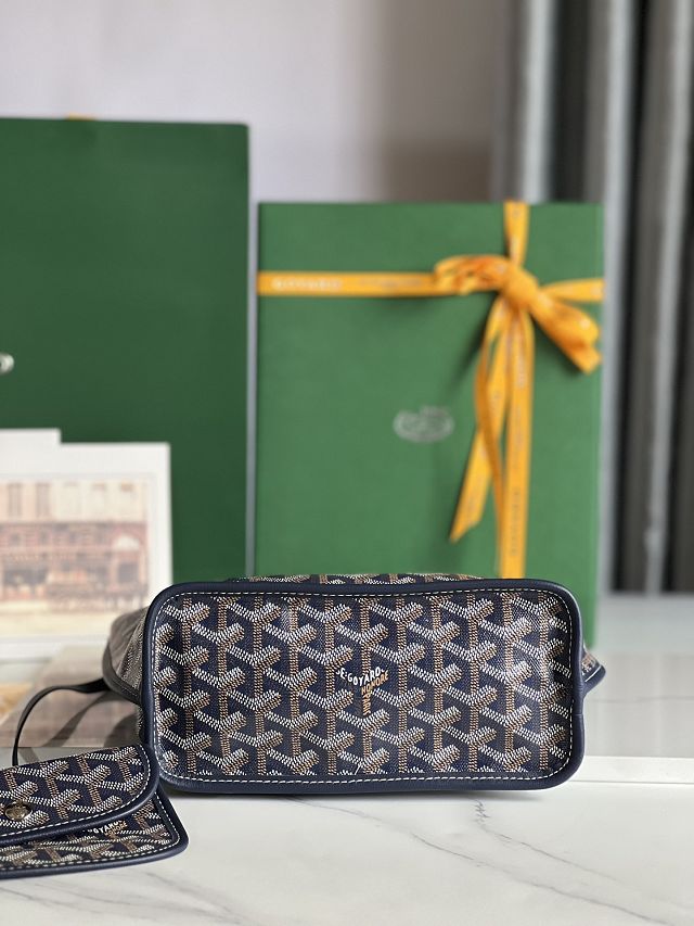 Goyard original calfskin&canvas reversible anjou mini bag GY0084 navy blue