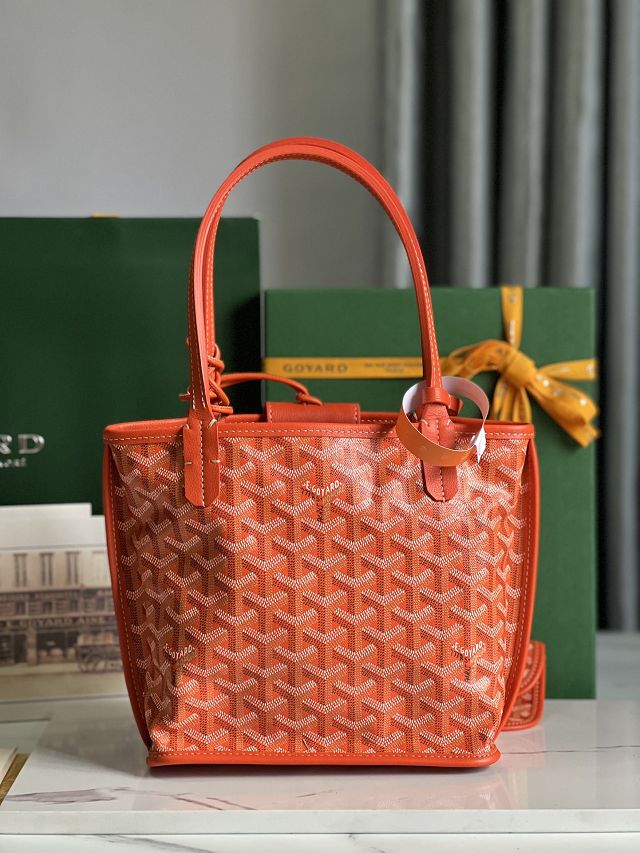 Goyard original calfskin&canvas reversible anjou mini bag GY0084 orange