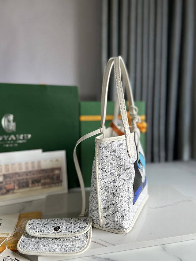 Goyard original calfskin&canvas reversible anjou mini bag GY0084 white