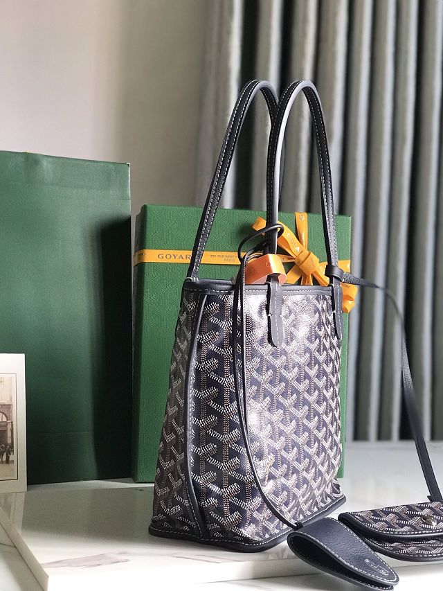 Goyard original calfskin&canvas reversible anjou mini bag GY0086 navy blue