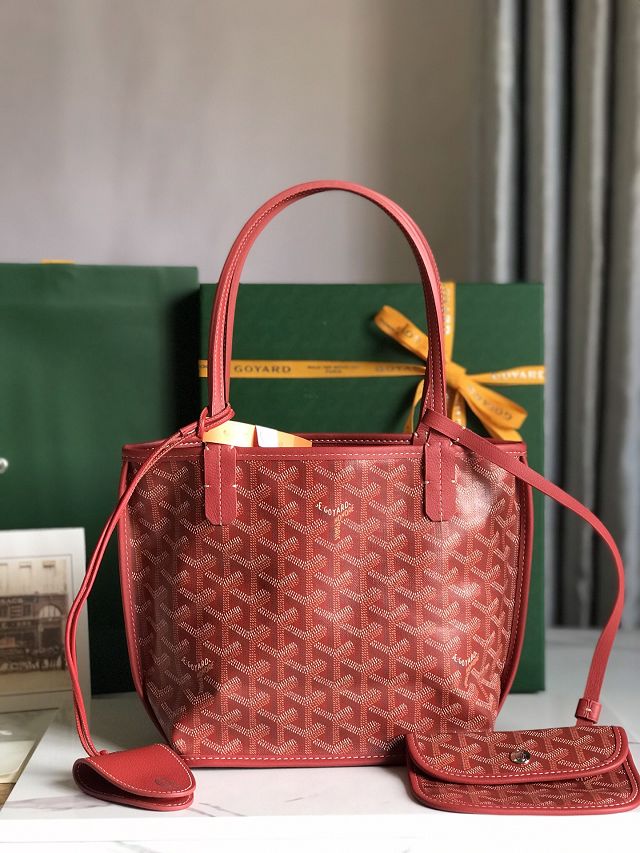 Goyard original calfskin&canvas reversible anjou mini bag GY0086 red