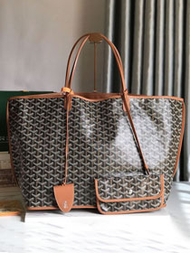 Goyard original calfskin&canvas reversible anjou GM bag GY0088 black&brown