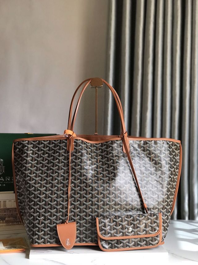 Goyard original calfskin&canvas reversible anjou GM bag GY0088 black&brown