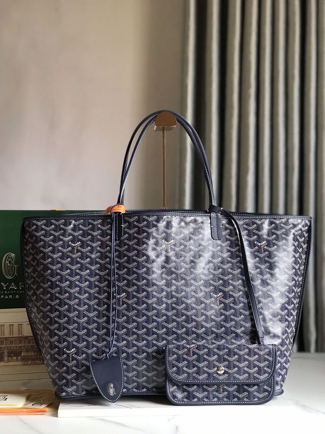 Goyard original calfskin&canvas reversible anjou GM bag GY0088 navy blue