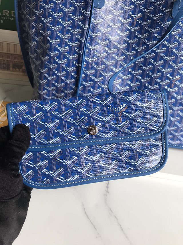 Goyard original calfskin&canvas reversible anjou PM bag GY0087 blue