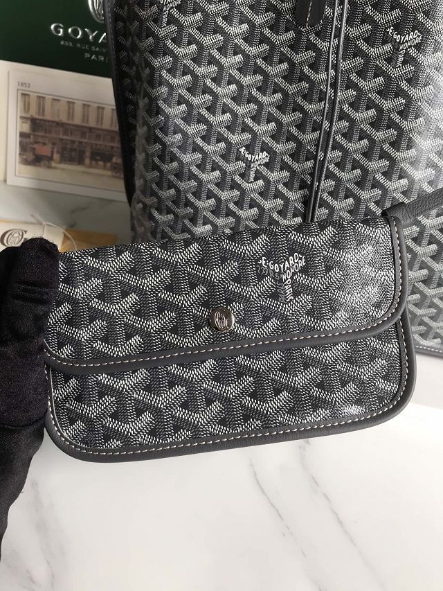 Goyard original calfskin&canvas reversible anjou PM bag GY0087 grey