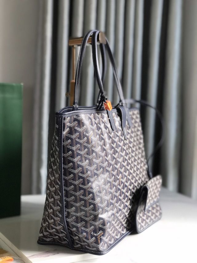 Goyard original calfskin&canvas reversible anjou PM bag GY0087 navy blue