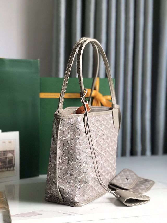 Goyard original calfskin&canvas reversible anjou mini bag GY0086 grey