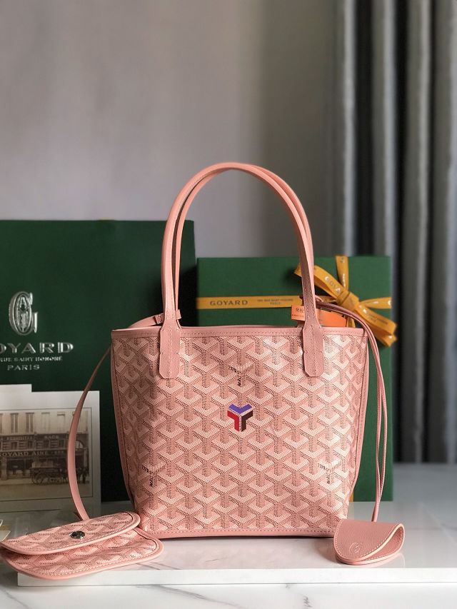 Goyard original calfskin&canvas reversible anjou mini bag GY0086 pink