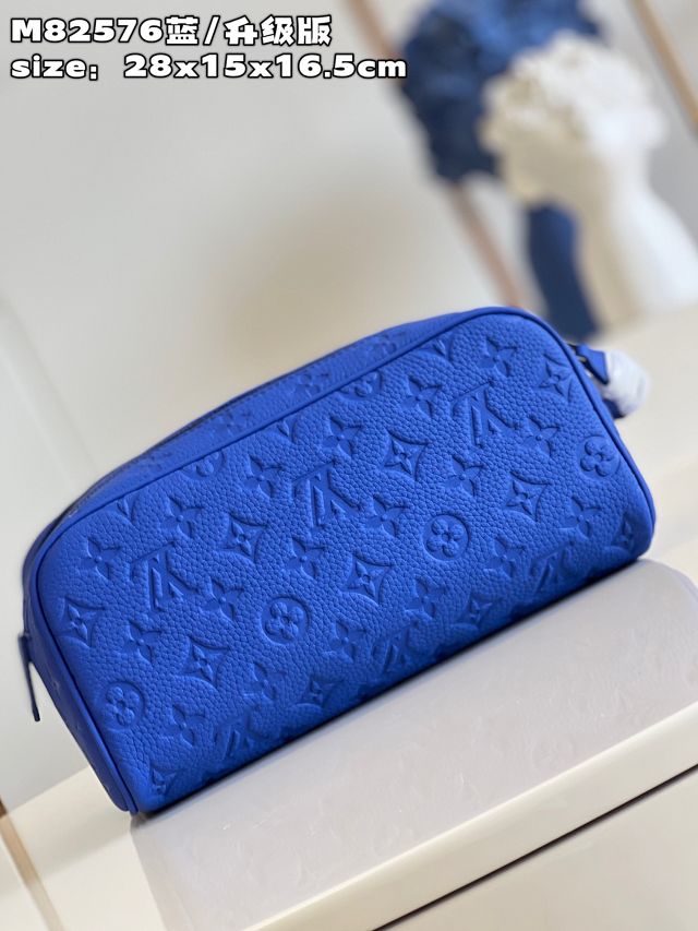 Louis vuitton original calfskin dopp kit toilet pouch m44494 blue