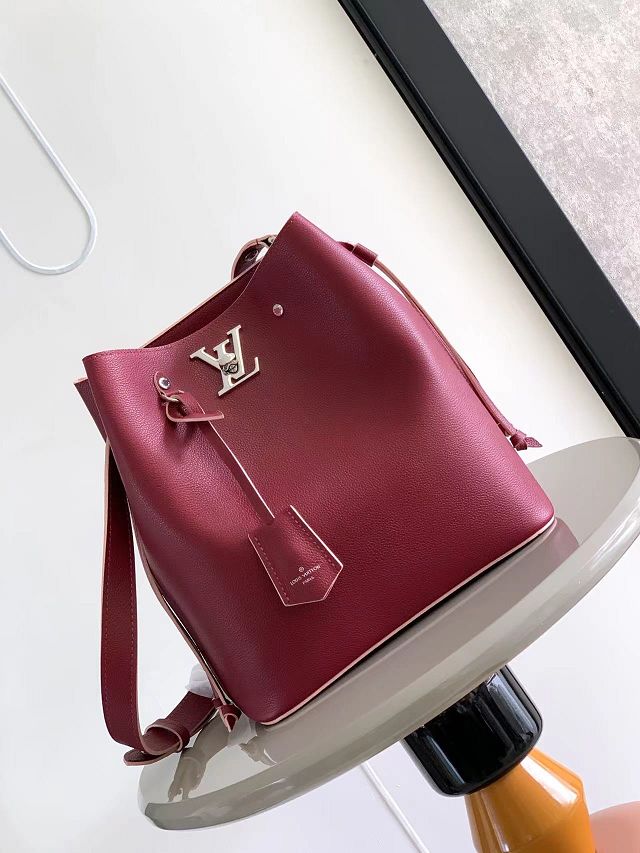 Louis vuitton original calfskin bucket bag M54677 bordeaux