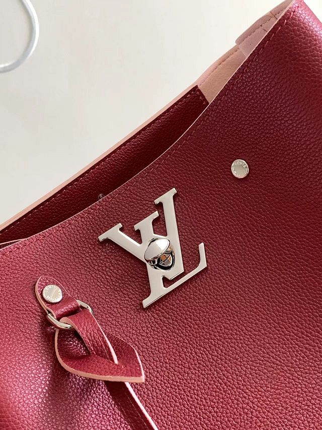 Louis vuitton original calfskin bucket bag M54677 bordeaux