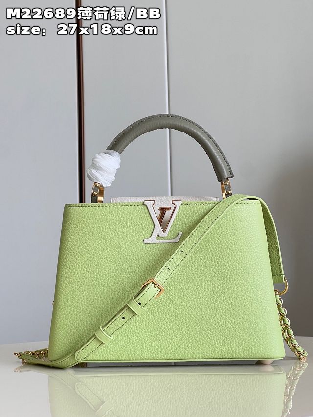 Louis vuitton original calfskin capucines BB handbag M22055 light green