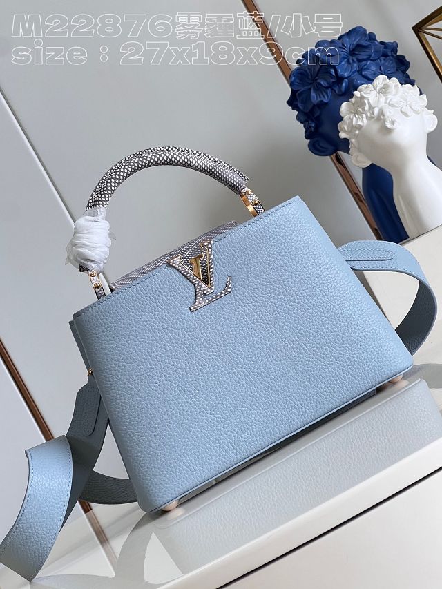 Louis vuitton original calfskin capucines BB handbag M92668 light blue