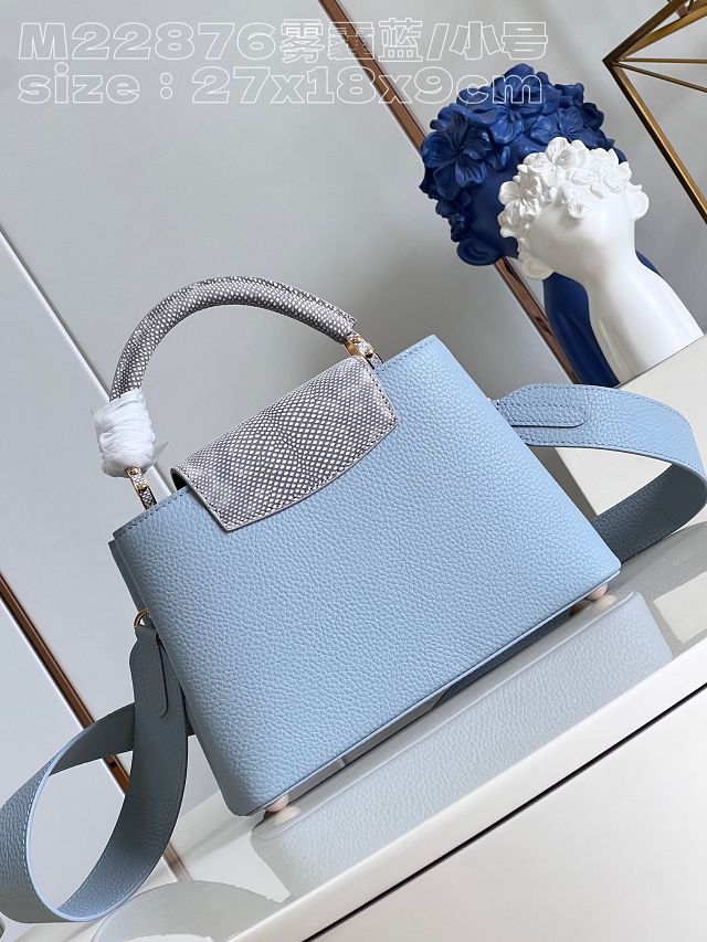 Louis vuitton original calfskin capucines BB handbag M92668 light blue